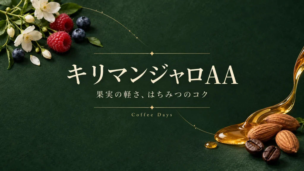 キリマンジャロAAで感じたラズベリーや花、はちみつとアーモンドの香味を表すイメージ