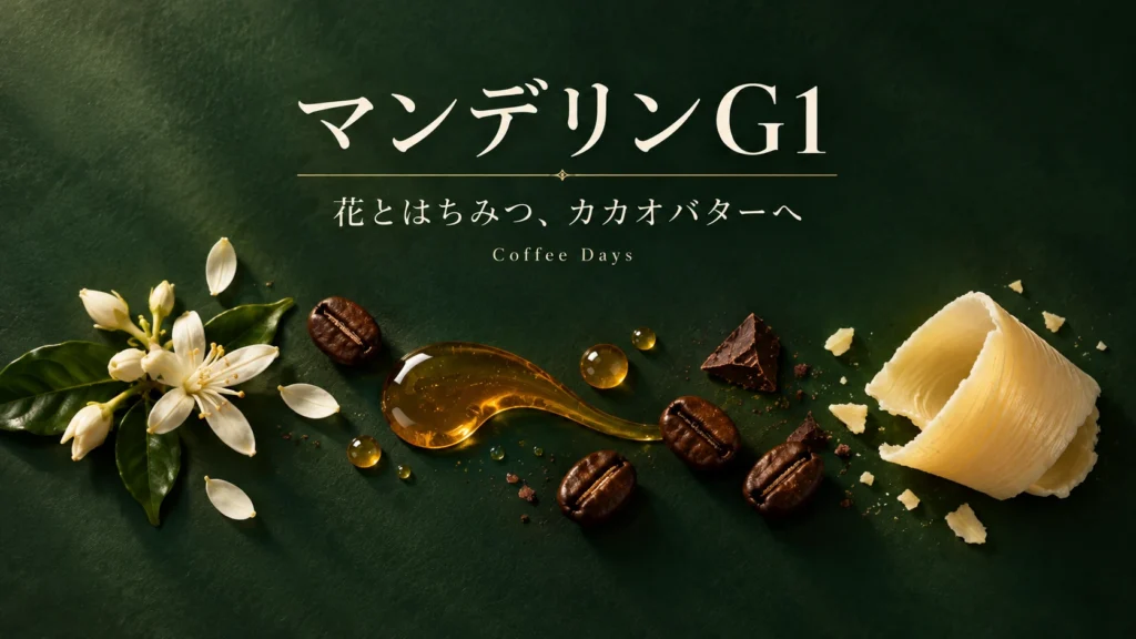 マンデリンG1で感じた花とはちみつ、カカオバターの香味を表すイメージ